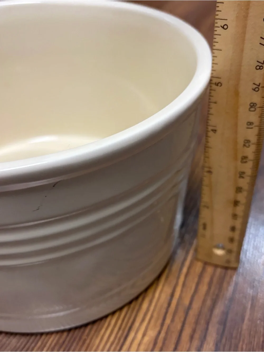 Vintage Biltmore Glazed Stoneware Soufflé Bowl, Cream, 8.5 x 5.25 in (2 qt)